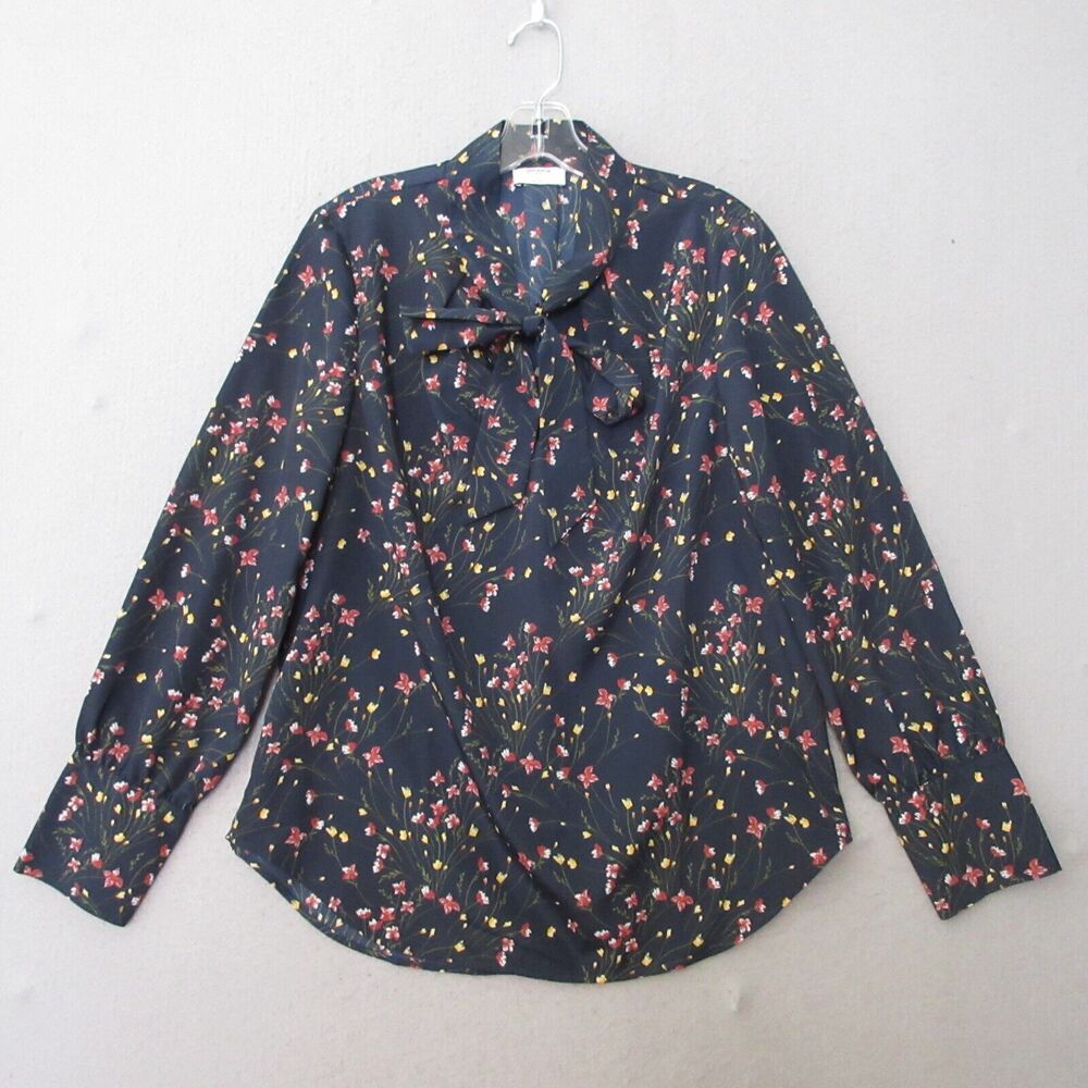 Untuckit for Her Top‎ Blouse  Large Floral Lynn Tie Neck Career Office